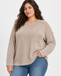 Zenana Plus Size Washed Ribbed Exposed Seam Pocket Top