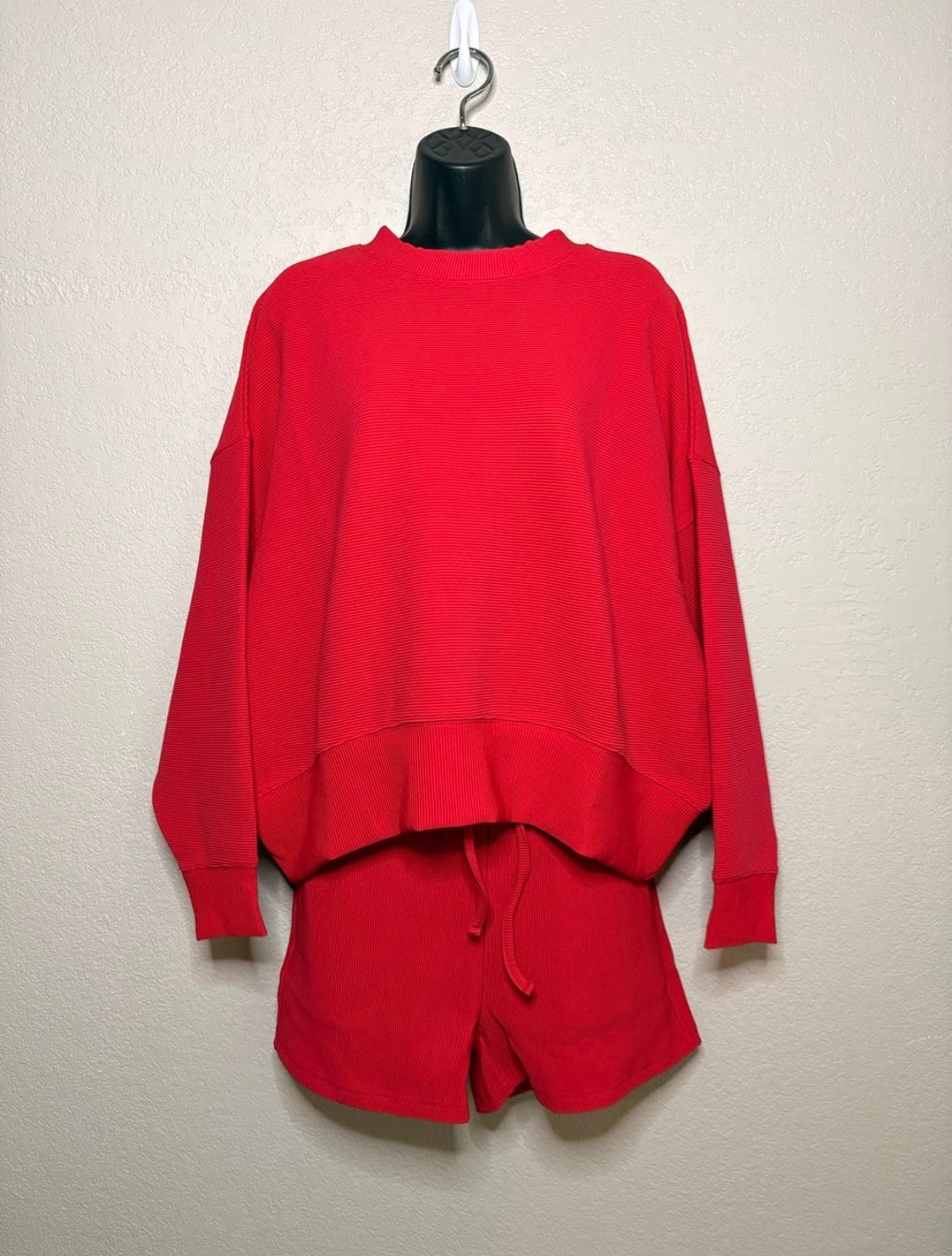 Zenana Ribbed Oversized Long Sleeve Top & Shorts Set