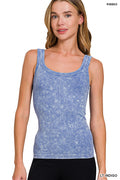 Zenana Washed Ribbed Tank Top