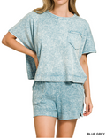 Zenana Halo Snow Washed Boxy Top & Shorts Set