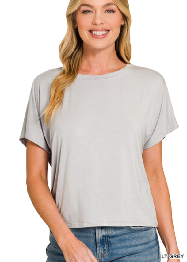 Zenana Cropped Round Neck Tee