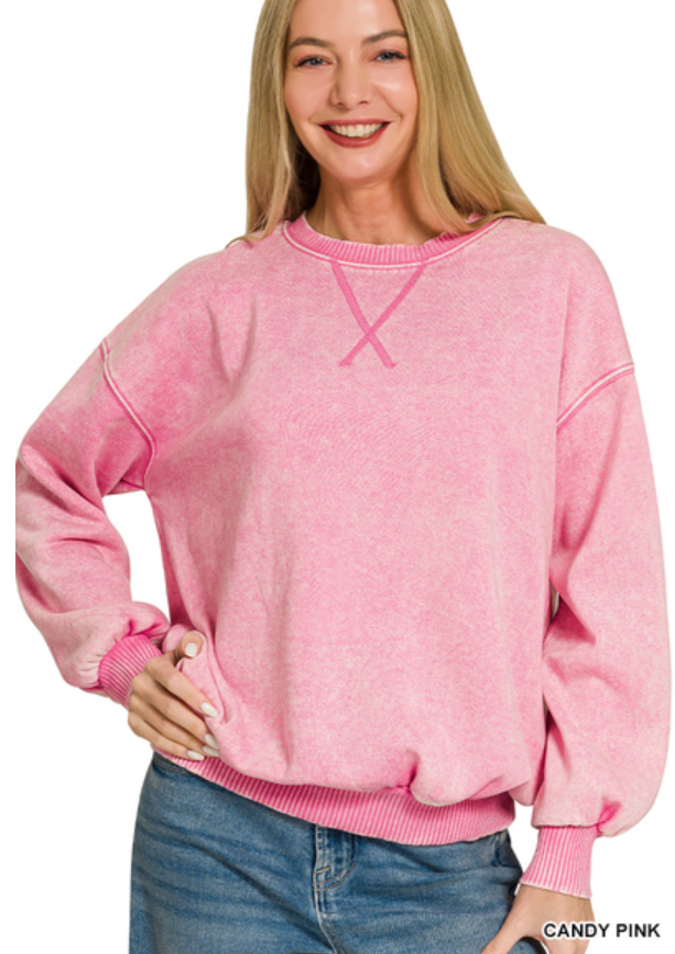 Zenana Relaxed Oversized Crewneck Sweatshirt