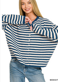 Zenana Striped Relaxed Long Sleeve Top