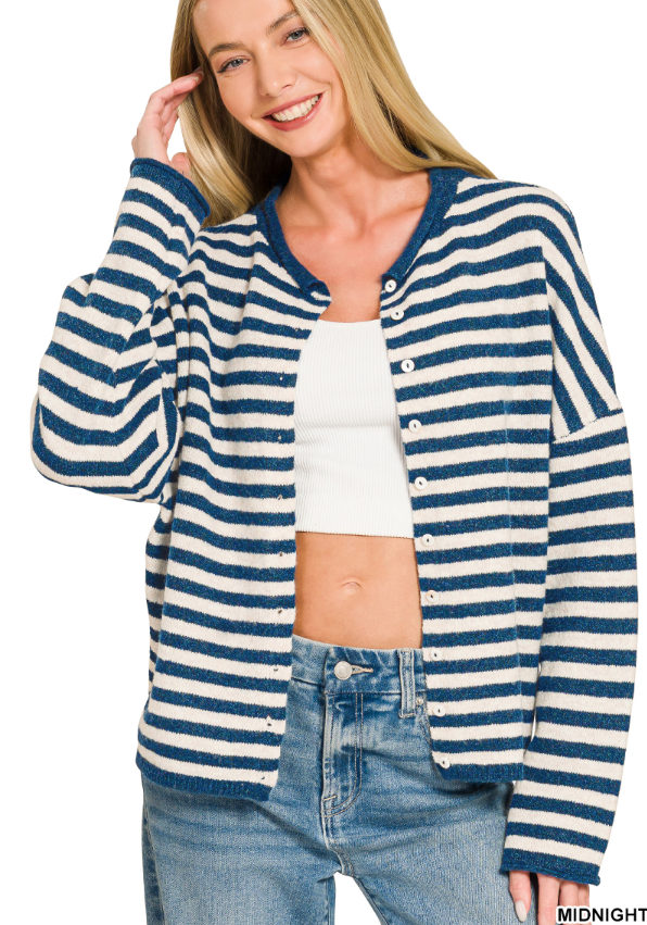 Zenana Striped Relaxed Long Sleeve Top