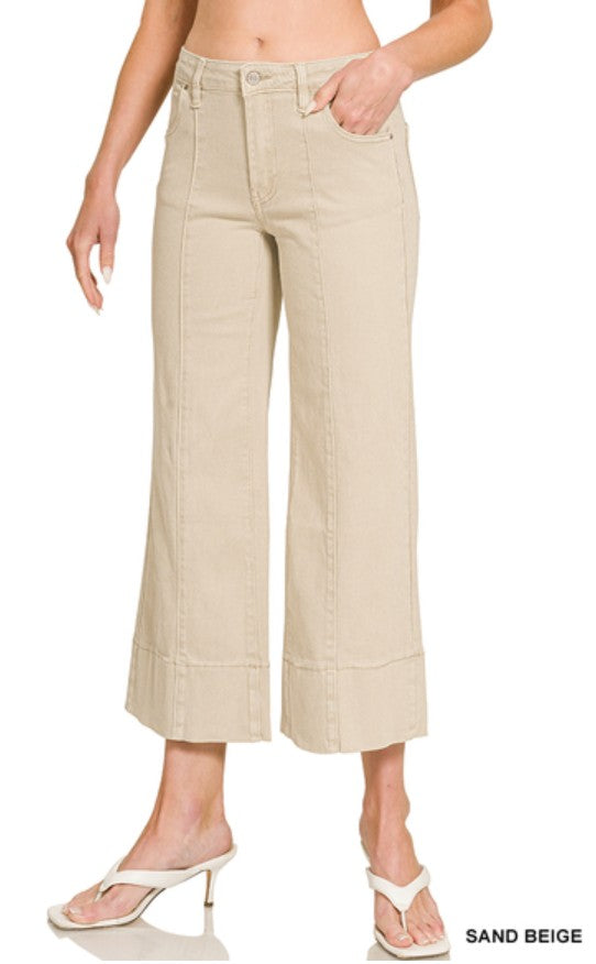 Zenana Washed Wide Leg Pocket Pants