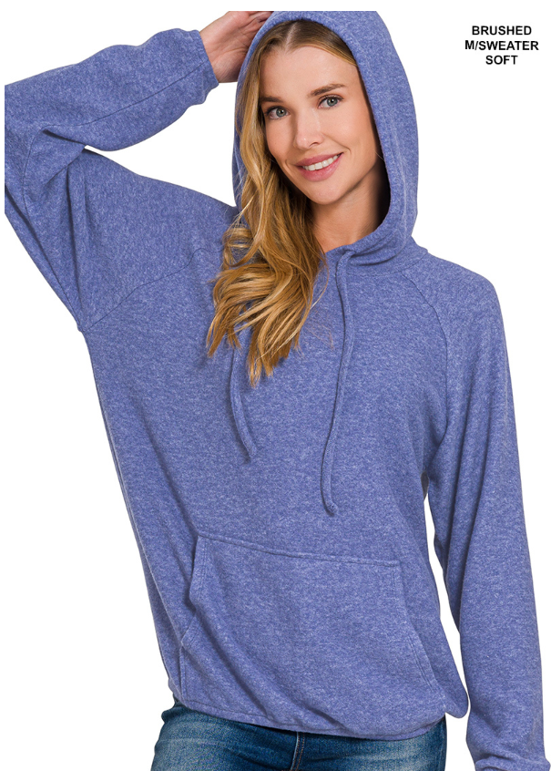 Brushed hacci melange hoodie sweater