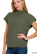 Zenana Mock Neck Short Sleeve Sweater