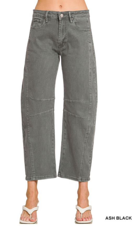 Barrel-leg color denim pants