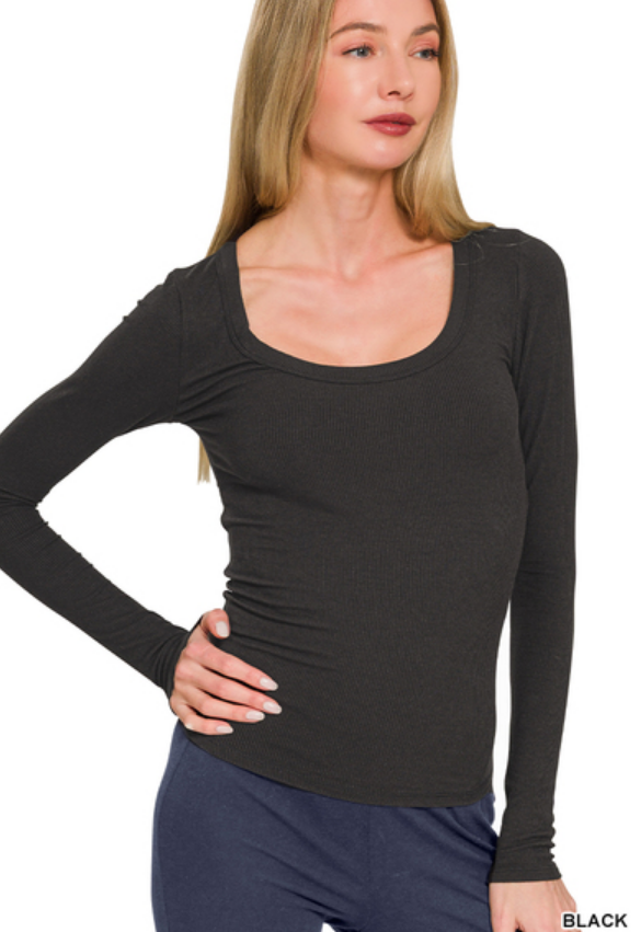 Zenana Raised Rib Long Sleeve Top