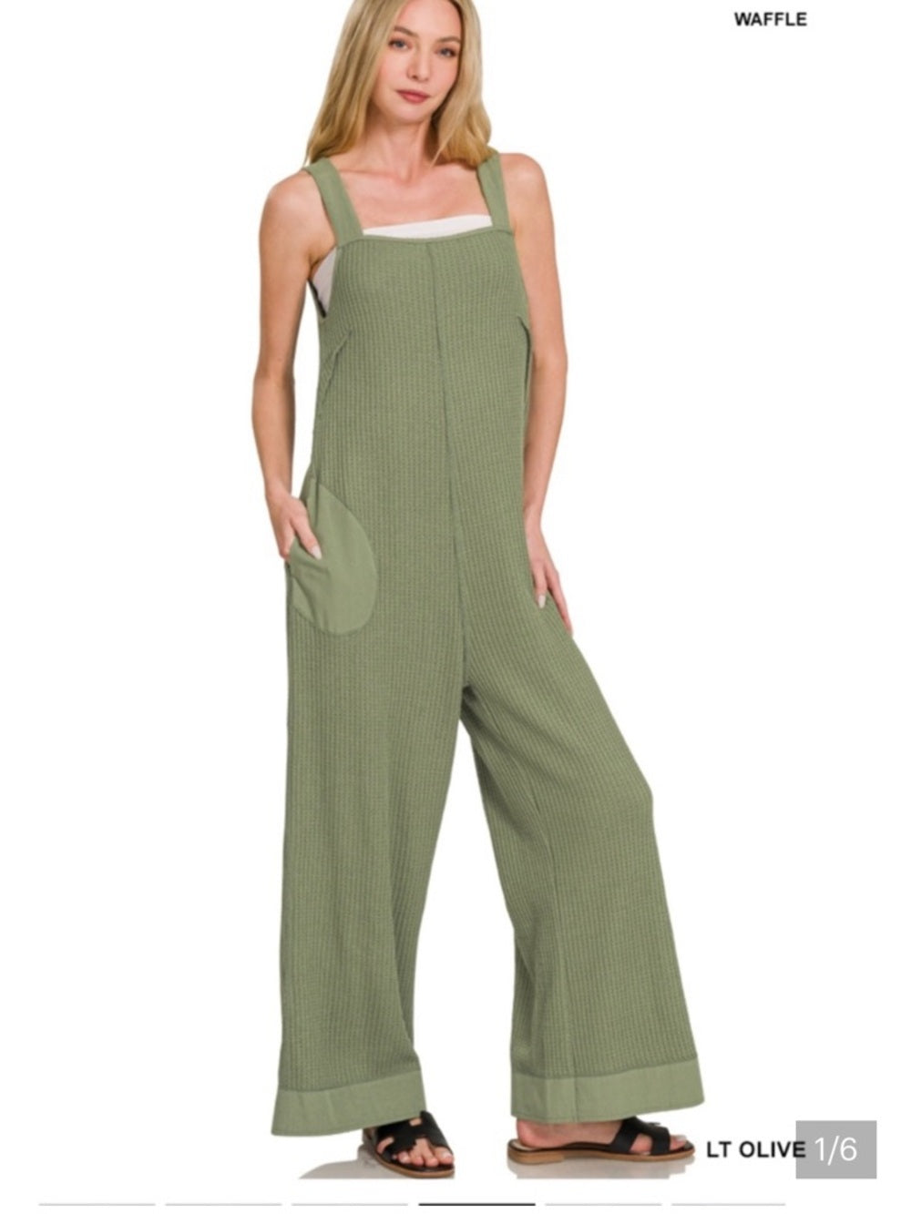 Zenana Wide-Leg Ribbed waffle knit Jumpsuit