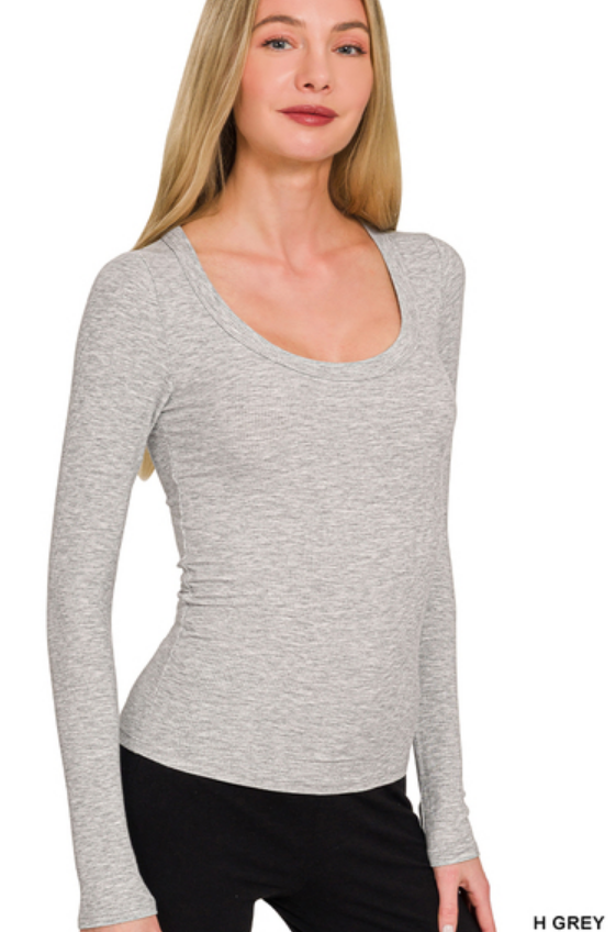 Zenana Raised Rib Long Sleeve Top