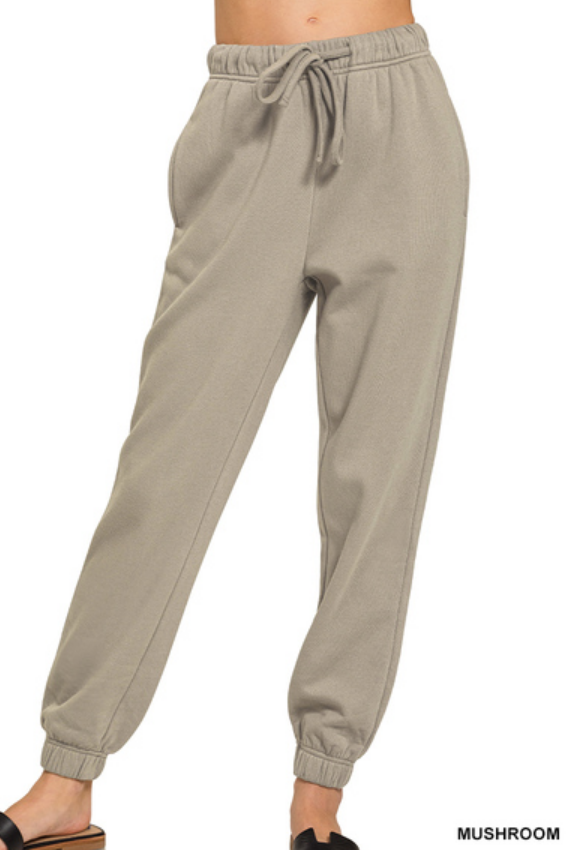 Fleece jogger sweatpants with pockets