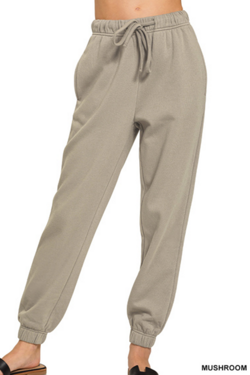 Fleece jogger sweatpants with pockets