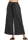 Acid wash fleece palazzo sweatpants with pockets