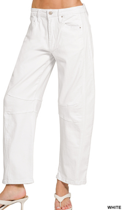 Barrel-leg color denim pants
